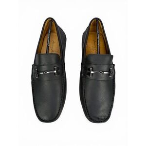 Massimo Matteo Bit Driver Loafer Mens 9.5 Black Leather Moccasin Slip On Luxury